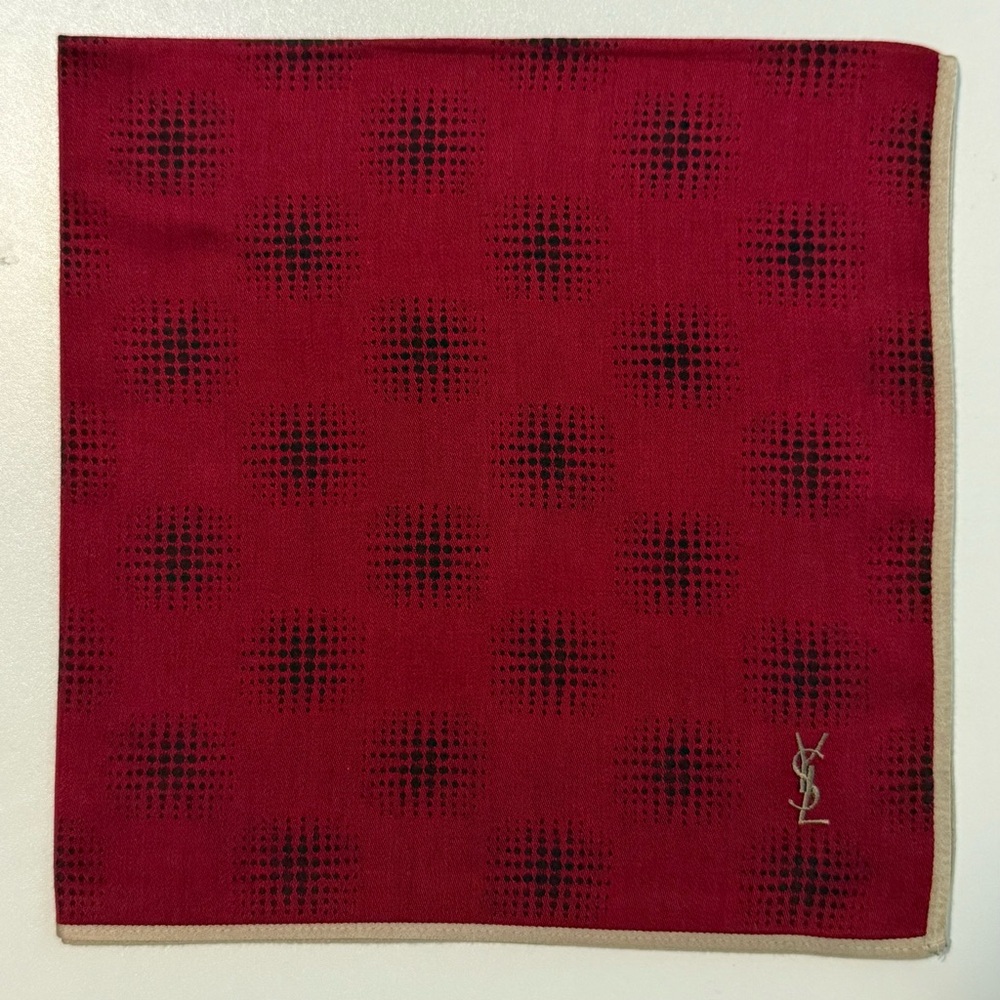 Yves Saint Laurent Red and Black Pocket Square